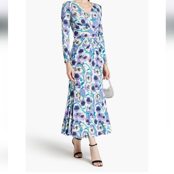 Diane Von Furstenberg NWTs Timmy Watercolour Blossom Midi Dress - Picture 1 of 14